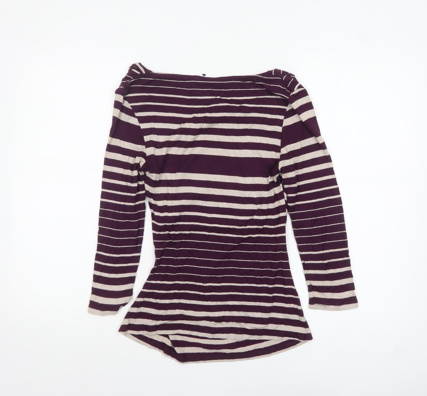 Jasper Conran Women Purple Striped 3/4 Sleeve Cowl Neck Tunic Top Size 10