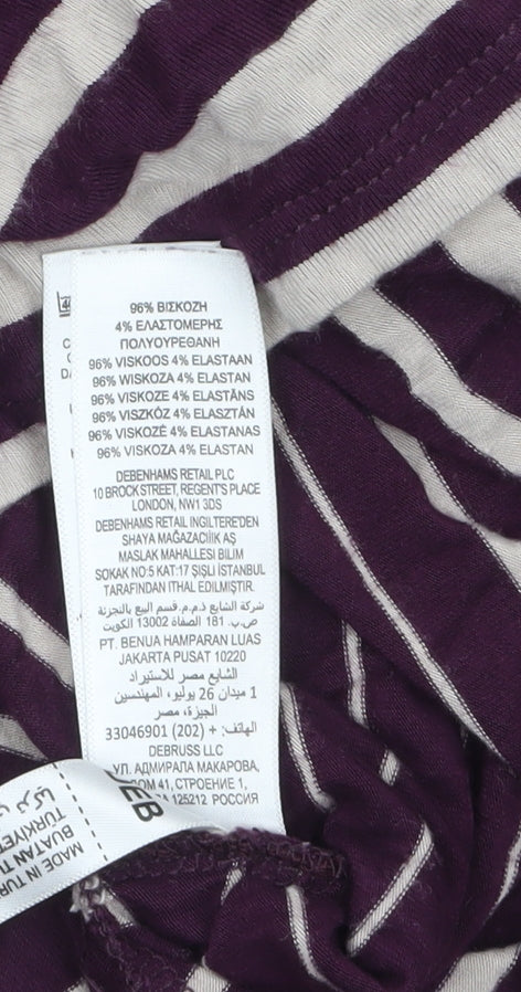 Jasper Conran Women Purple Striped 3/4 Sleeve Cowl Neck Tunic Top Size 10