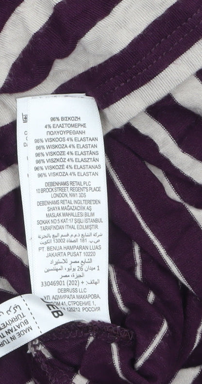 Jasper Conran Women Purple Striped 3/4 Sleeve Cowl Neck Tunic Top Size 10