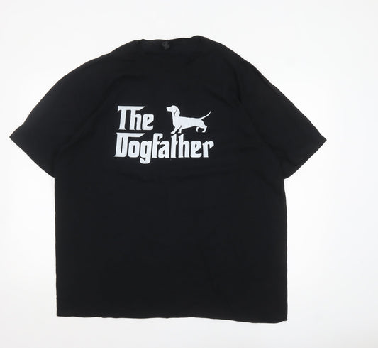 Gildan Men's Black 2XL Funny Dog Graphic Cotton T-Shirt