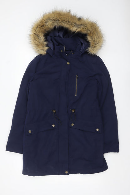 Womens UK Size 8 TU Blue Parka Coat