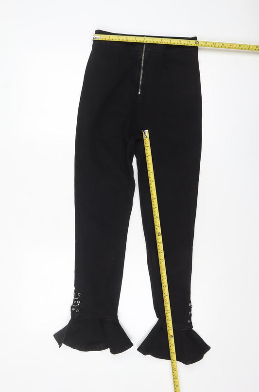 Zara Women Black Flared Jeans Size 8 High Waist Slim Fit Denim
