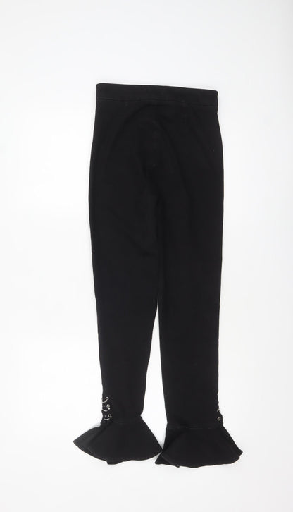 Zara Women Black Flared Jeans Size 8 High Waist Slim Fit Denim