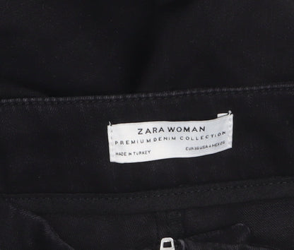 Zara Women Black Flared Jeans Size 8 High Waist Slim Fit Denim