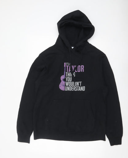 Mens UK Size M Port & Company Black Pullover Hoodie