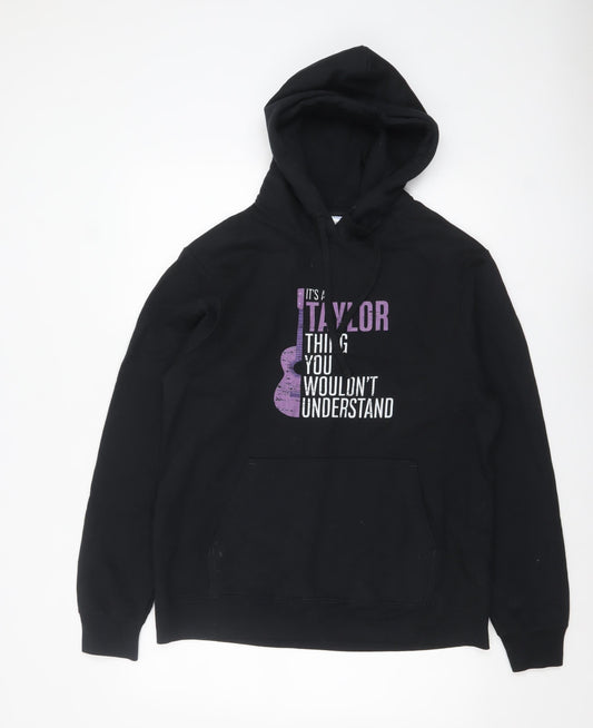Mens UK Size M Port & Company Black Pullover Hoodie