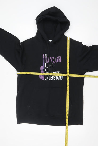 Mens UK Size M Port & Company Black Pullover Hoodie