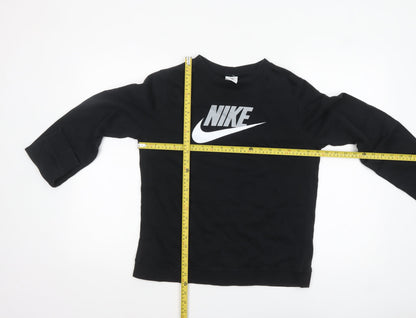 Nike Boys Black XL Pullover Fleece Sweatshirt with Logo Print