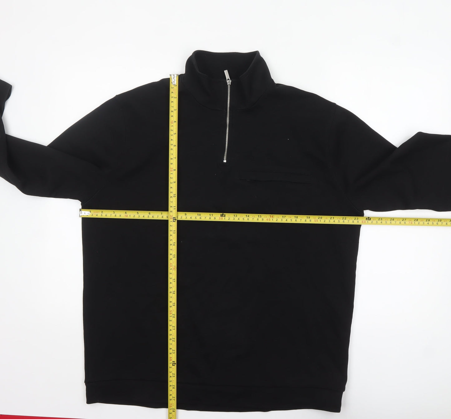 Mens UK Size XL T&W by Taylor & Wright Black Henley Sweatshirt