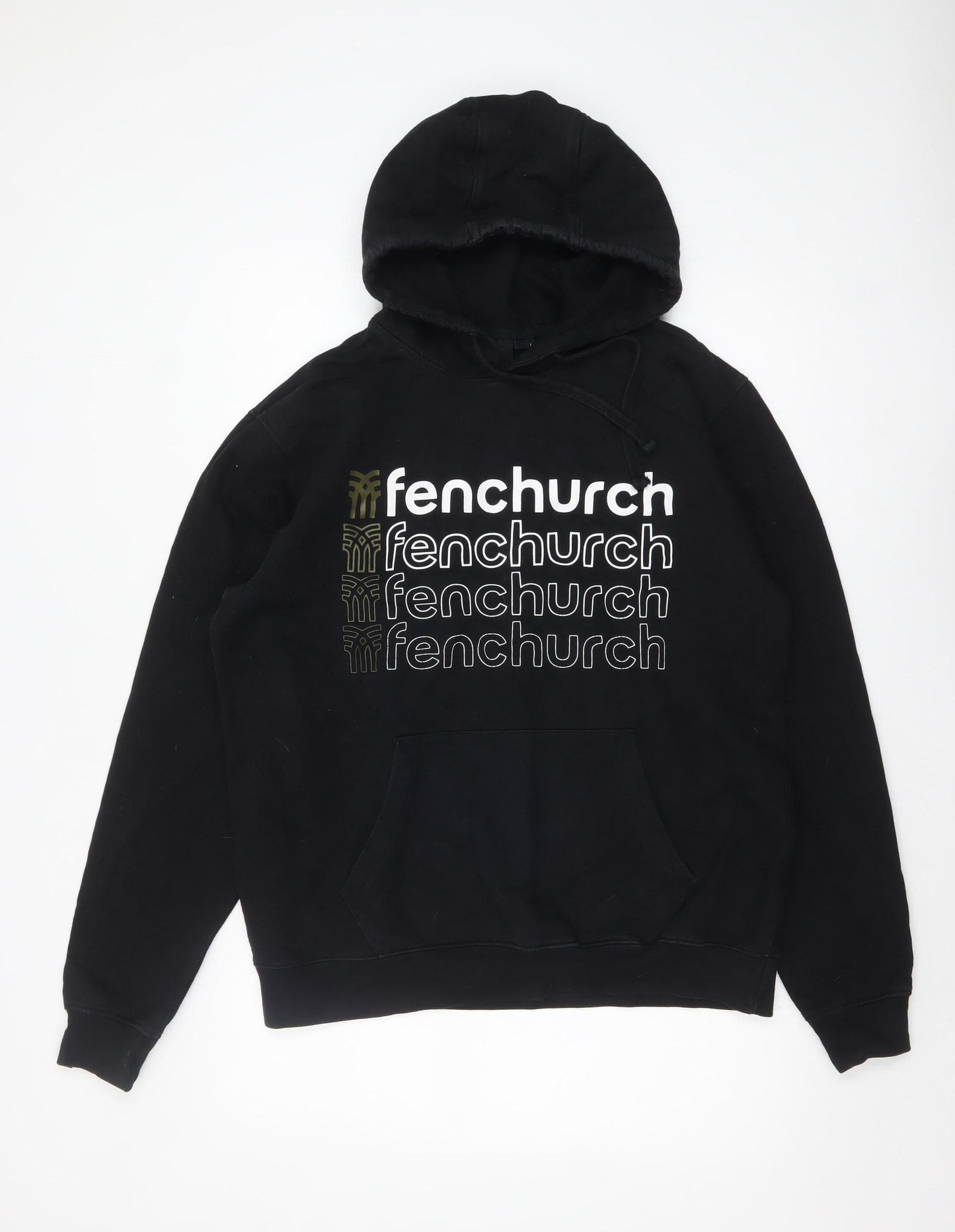 Mens UK Size L Fenchurch Black Pullover Hoodie