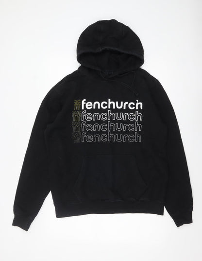 Mens UK Size L Fenchurch Black Pullover Hoodie