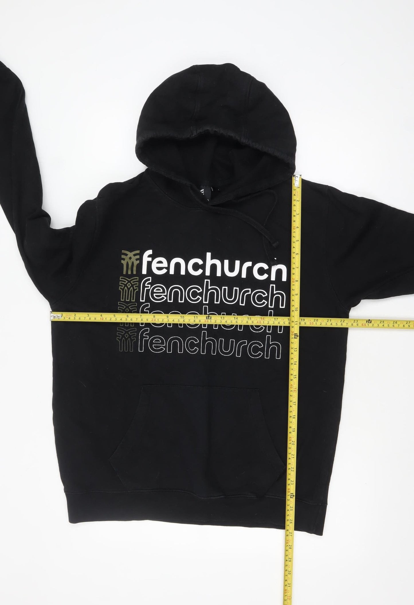 Mens UK Size L Fenchurch Black Pullover Hoodie