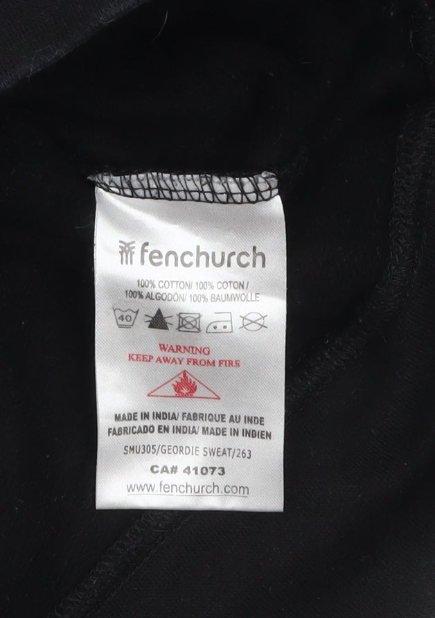 Mens UK Size L Fenchurch Black Pullover Hoodie