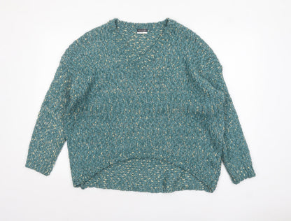Beloved Women Green L Chunky Knit V-Neck Pullover Jumper