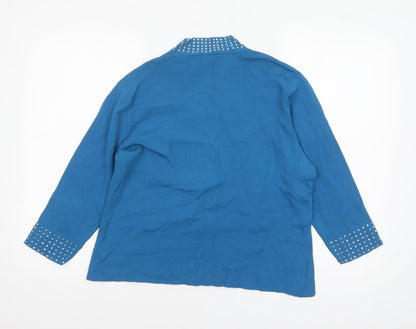 Roman Originals Women Blue Studded V-Neck 3/4 Sleeve Knit Jumper L