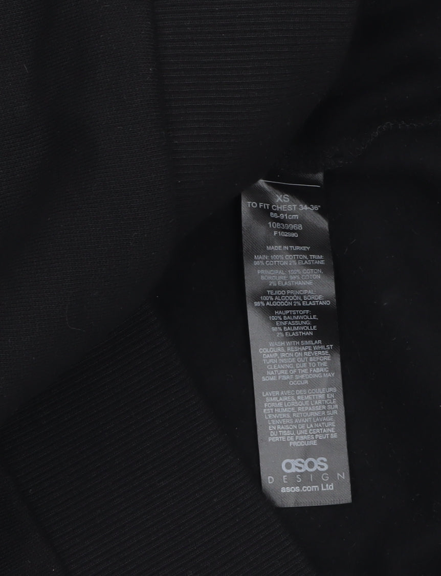 Mens UK Size XS ASOS Design Black Pullover Sweatshirt