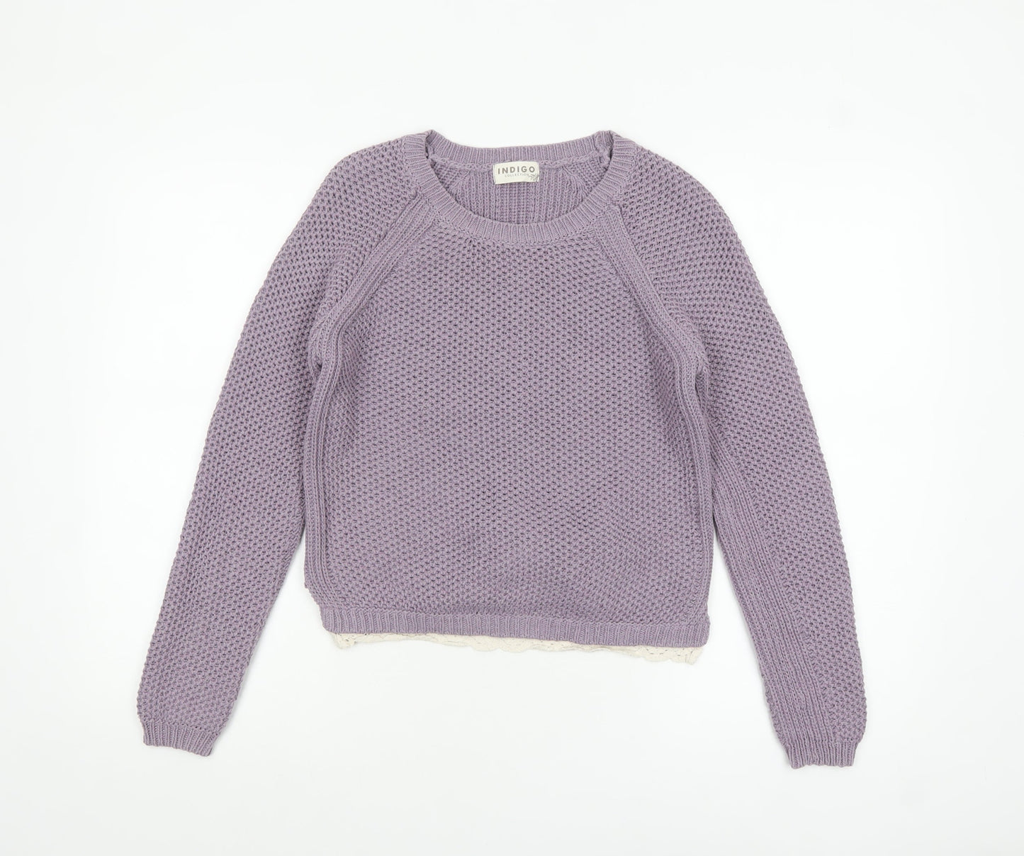Marks and Spencer Women’s Purple Knit Jumper UK 8 Crochet Trim