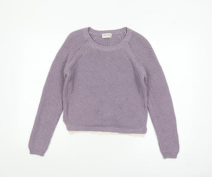 Marks and Spencer Women’s Purple Knit Jumper UK 8 Crochet Trim