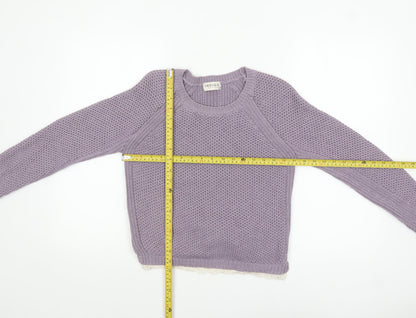 Marks and Spencer Women’s Purple Knit Jumper UK 8 Crochet Trim