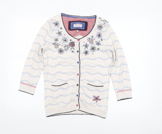 Marks and Spencer Women’s Beige Floral Embroidered 3/4 Sleeve Cardigan Size 8