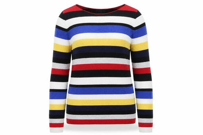 Gap Women Multicoloured Striped Boat Neck Cotton Jumper Size S
