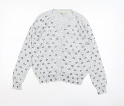 Atmosphere Women's Grey Animal Print Cotton Cardigan Size 8