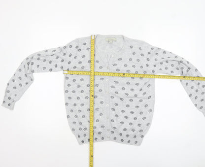 Atmosphere Women's Grey Animal Print Cotton Cardigan Size 8