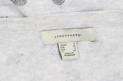 Atmosphere Women's Grey Animal Print Cotton Cardigan Size 8