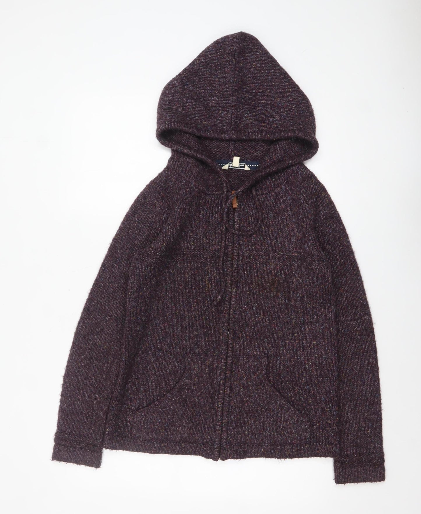 Fat Face Women's Purple Wool Blend Hooded Full Zip Jumper Size 10