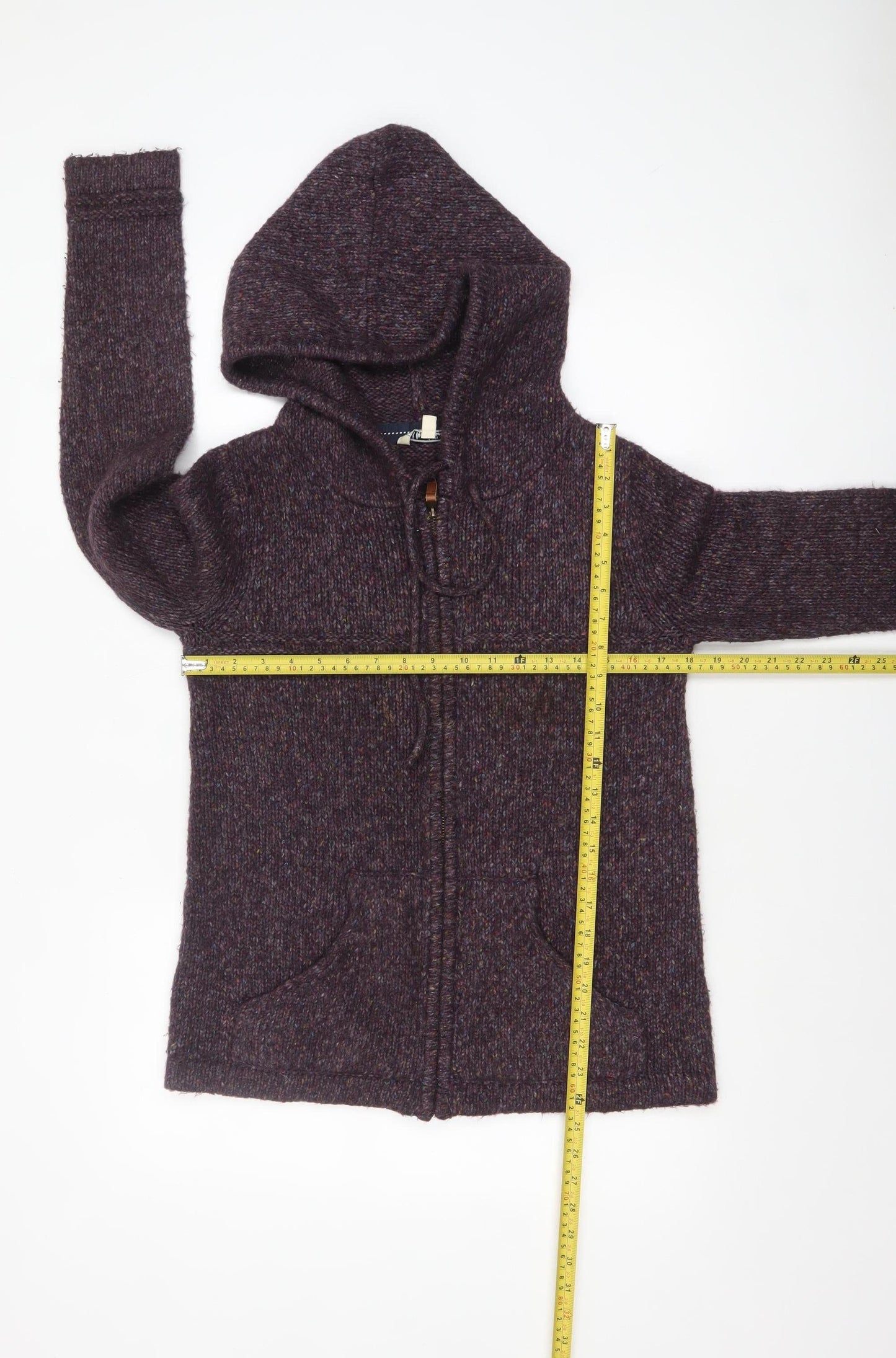 Fat Face Women's Purple Wool Blend Hooded Full Zip Jumper Size 10