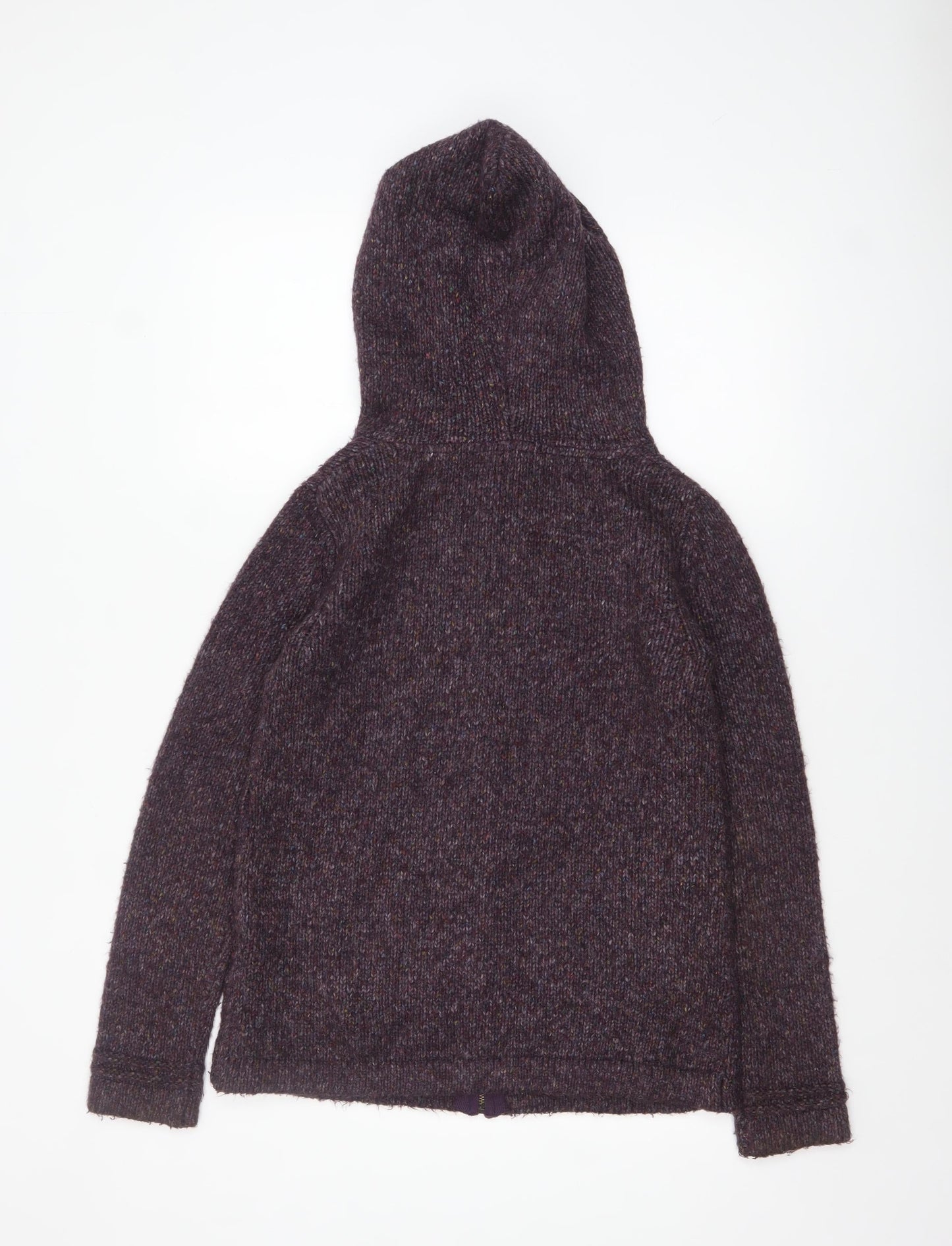 Fat Face Women's Purple Wool Blend Hooded Full Zip Jumper Size 10