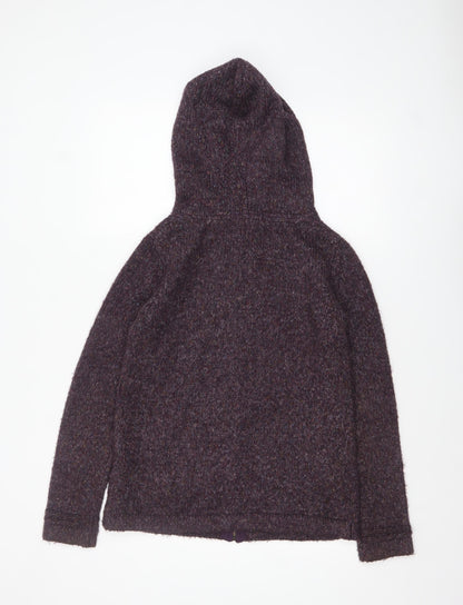 Fat Face Women's Purple Wool Blend Hooded Full Zip Jumper Size 10