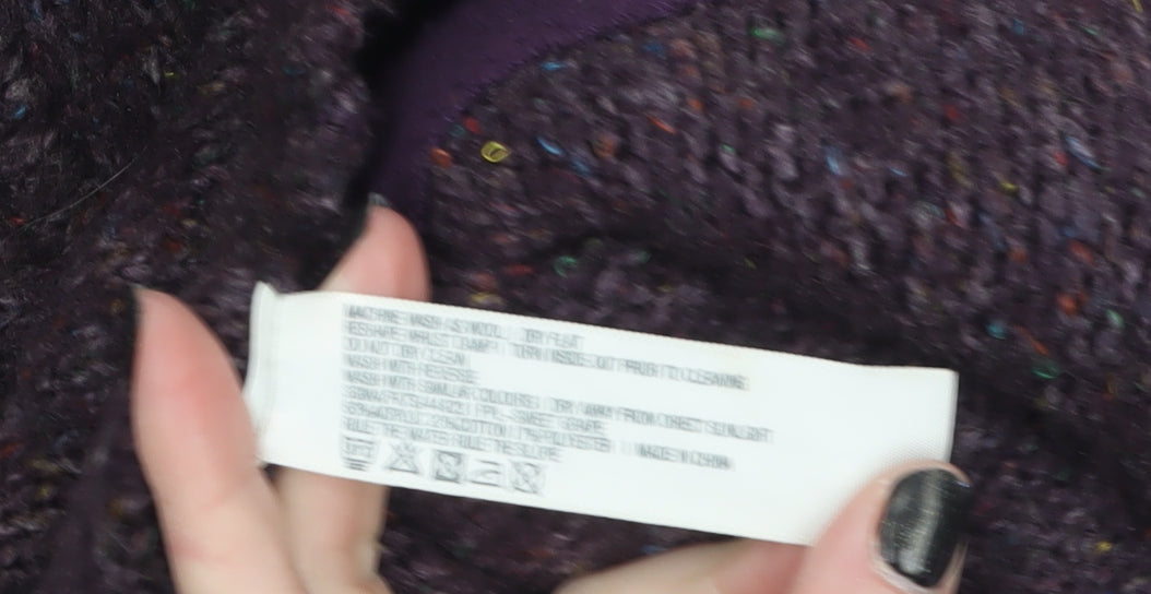 Fat Face Women's Purple Wool Blend Hooded Full Zip Jumper Size 10