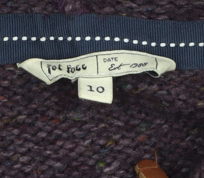 Fat Face Women's Purple Wool Blend Hooded Full Zip Jumper Size 10