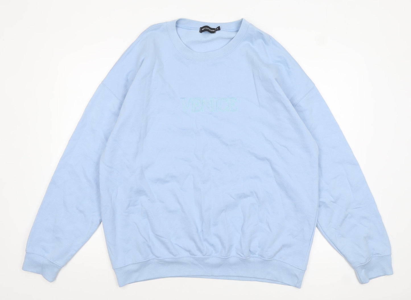 Unisex Adults UK Size M PRETTYLITTLETHING Blue Pullover Sweatshirt