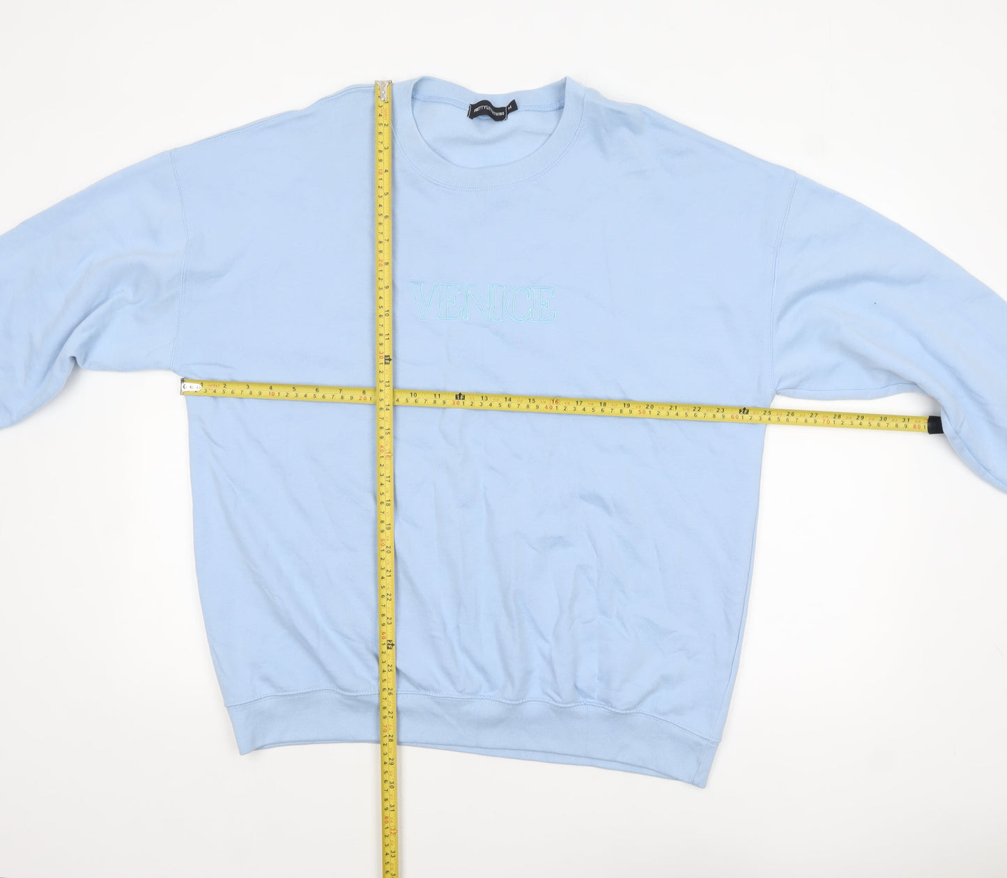 Unisex Adults UK Size M PRETTYLITTLETHING Blue Pullover Sweatshirt
