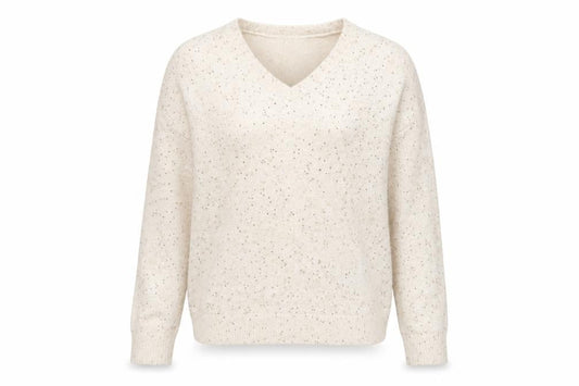 Peacocks Women’s Beige Sequin V-Neck Knit Jumper Size M