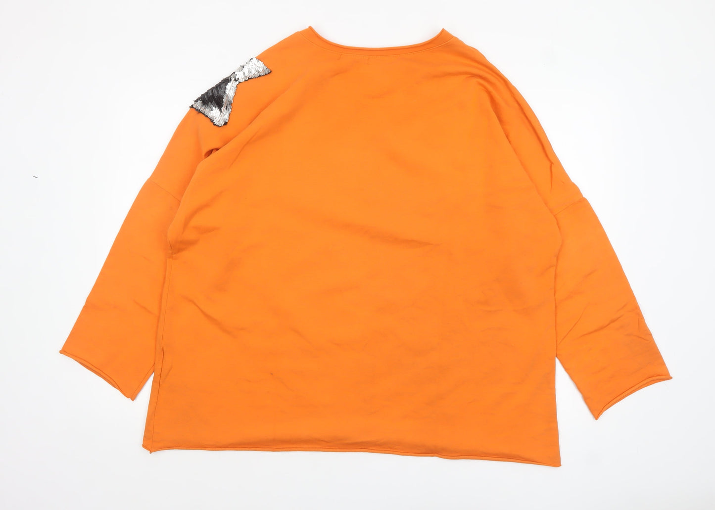 Martina Innocenti Women's Orange Sequin Shoulder Long Sleeve T-Shirt 2XL