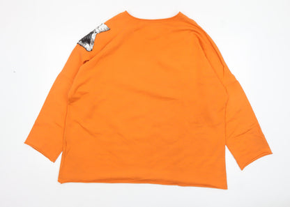 Martina Innocenti Women's Orange Sequin Shoulder Long Sleeve T-Shirt 2XL