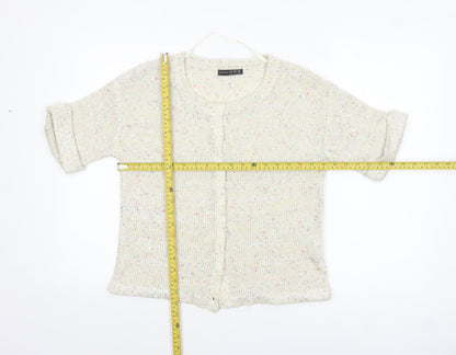 Atmosphere Women's Ivory Knit Sequin Button-Up Top Size 12