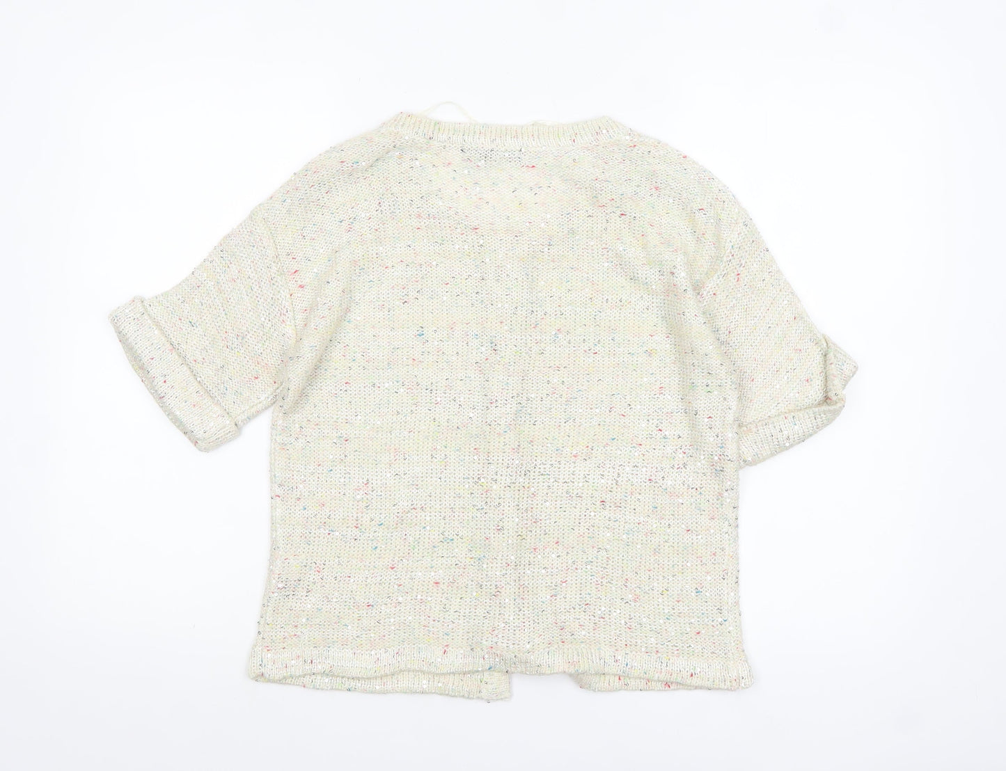 Atmosphere Women's Ivory Knit Sequin Button-Up Top Size 12