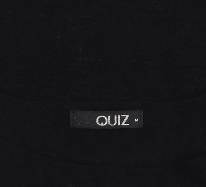 Quiz Women Black Embellished Lace Sleeve Boat Neck Jumper M