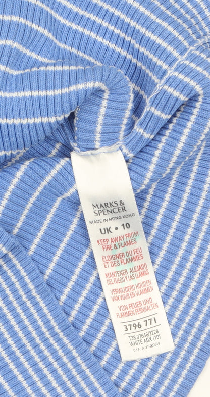 Marks and Spencer Women’s Blue Striped Cotton Jumper UK 10