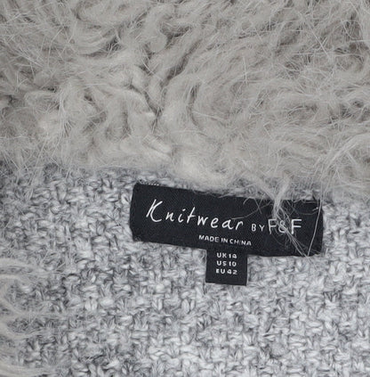 Womens UK Size 14 F&F Grey Cardigan Jumper