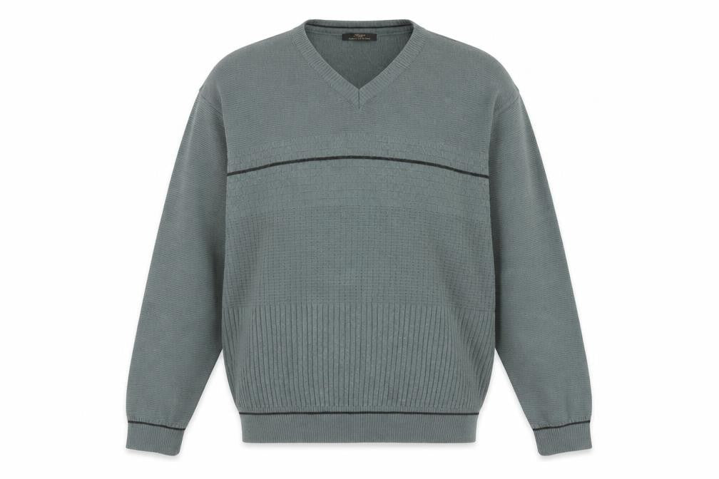 Marks and Spencer Men’s Green V-Neck Wool Blend Pullover Jumper L