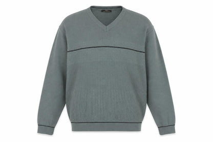 Marks and Spencer Men’s Green V-Neck Wool Blend Pullover Jumper L