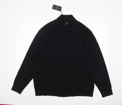 Mens UK Size 2XL CASHMERE.CH Black Full Zip Jumper