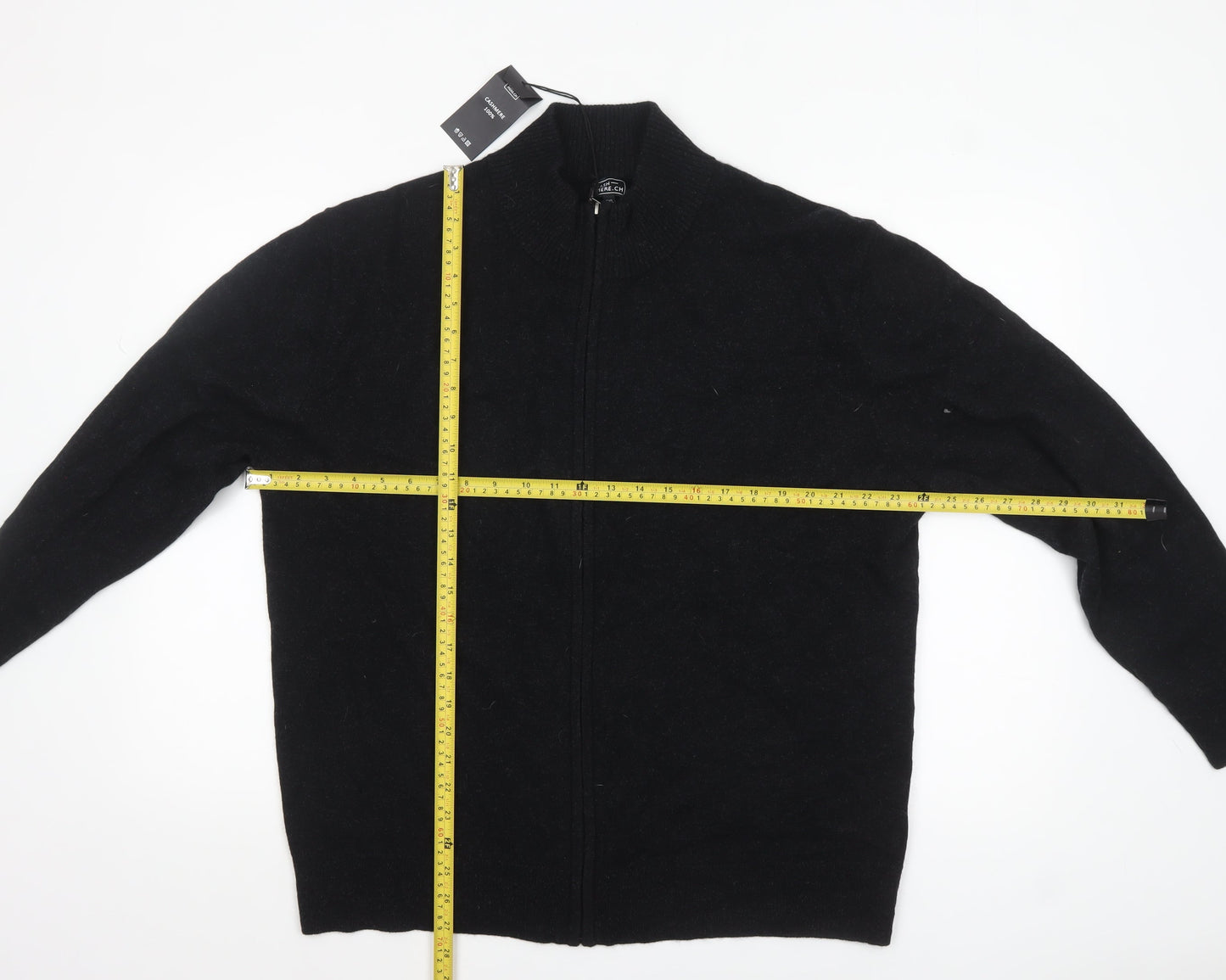 Mens UK Size 2XL CASHMERE.CH Black Full Zip Jumper