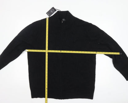 Mens UK Size 2XL CASHMERE.CH Black Full Zip Jumper
