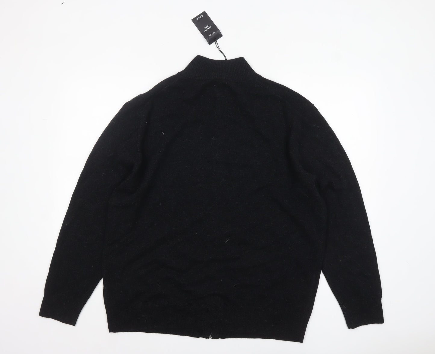 Mens UK Size 2XL CASHMERE.CH Black Full Zip Jumper